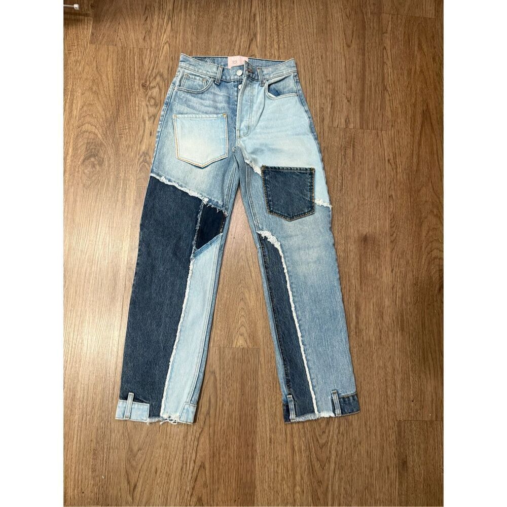Revice Love at First Sight Jeans 24x28 Blue Denim Patchwork Rework Y2K Retro - Picture 4 of 7